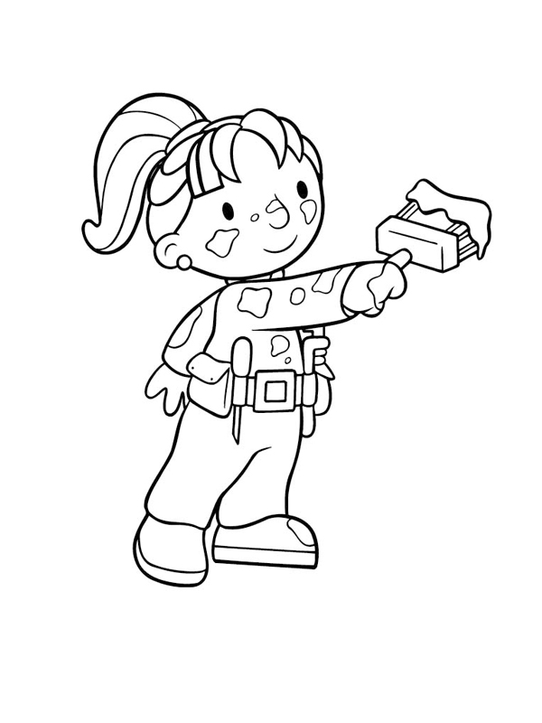 coloriage zoe peint un mur